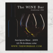 Wijnglazen, wijnstang/wijnmoer wijn etiket (Enkel label)