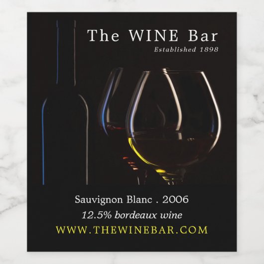 Wijnglazen, wijnstang/wijnmoer wijn etiket (Enkel label)