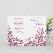 wijngrijs wit abstract bloemig trouwprogramma (Staand voorkant)