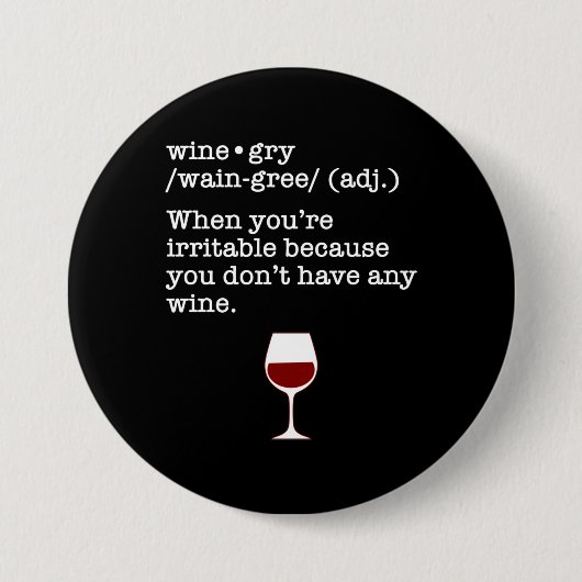 Wijngry Funny Wine Lover Definition Ronde Button 7,6 Cm (Voorkant)