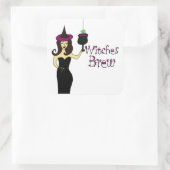 Wijnheks "heksen brouwen" Halloween wijn Vierkante Sticker (Tas)
