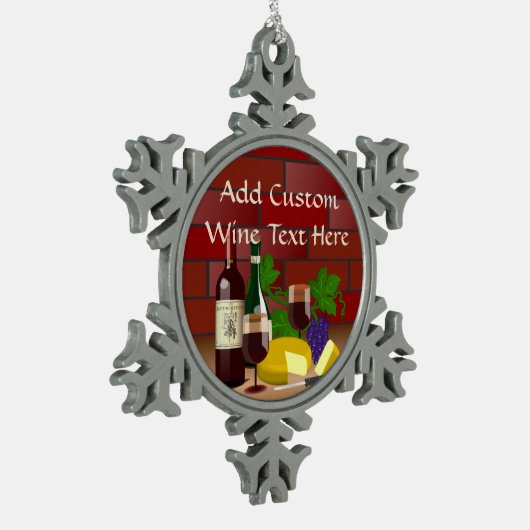 Wijnkaas Keuken Scène Tin Sneeuwvlok Ornament (Links)