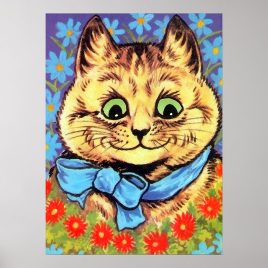 Wijnkat met bloemen Poster (Voorkant)