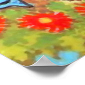 Wijnkat met bloemen Poster (Hoek)