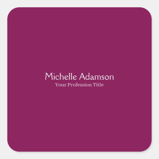 Wijnkleur Professional Plain Modern Vierkante Sticker (Voorkant)