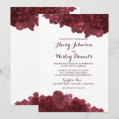 Wijnkleurige Bloemen Huwelijksuitnodiging Kaart (Voorkant / Achterkant)