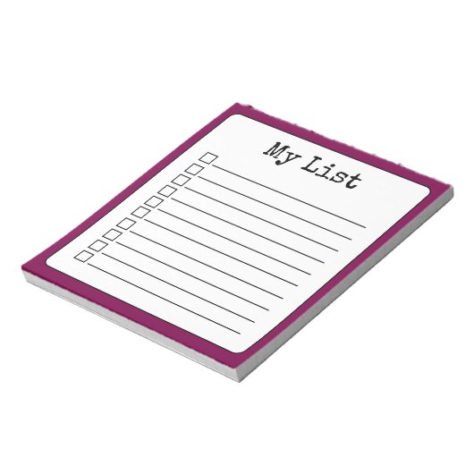 Wijnkleurige Retro Custom Checklist Lined Notitieblok (Gedraaid)