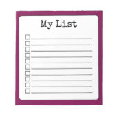 Wijnkleurige Retro Custom Checklist Lined Notitieblok (Voorkant)