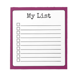 Wijnkleurige Retro Custom Checklist Lined Notitieblok