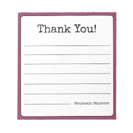 Wijnkleurige Retro Dank Je Wel Jouw Naam Gelinieer Notitieblok