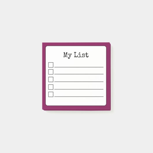 Wijnkleurige retroline checklist post-it® notes (Voorkant)