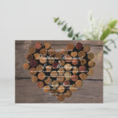 Wijnkurk #2 rustieke bruiloft uitnodiging (Staand voorkant)