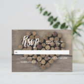 Wijnkurk hart RSVP-kaart RSVP Kaartje (Staand voorkant)
