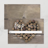 Wijnkurk hart RSVP-kaart RSVP Kaartje (Voorkant / Achterkant)