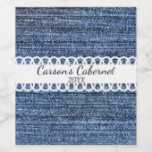 Wijnlabel Denim en Ribbon Design Wine Wijn Etiket (Enkel label)