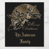 Wijnlabel engelen spelen trompet kerst seizoen wijn etiket (Enkel label)