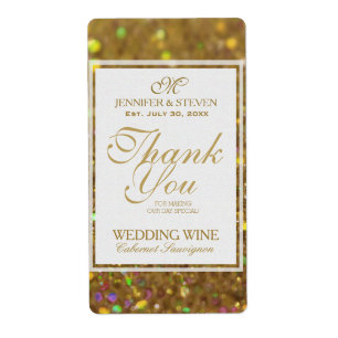 Wijnlabel Faux Gold Glitter Etiket