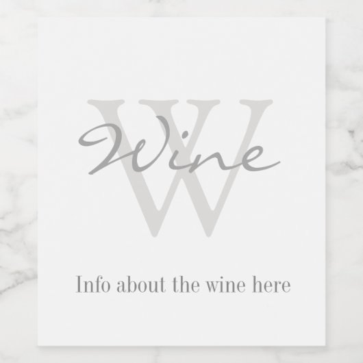 Wijnlabel met eigen monogramtekst wijn etiket (Enkel label)