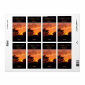 Wijnlabel Sjabloon Sinaasappel Sunset Bird Silhout Etiket (Full Sheet)