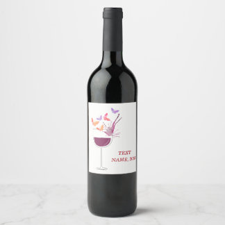 WIJNLABEL - vlinder, rode wijn Etiket