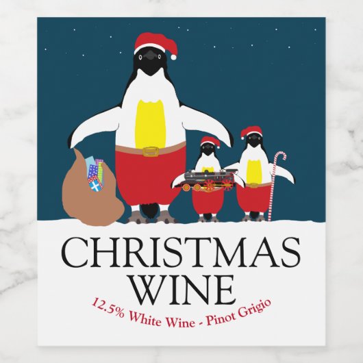 Wijnlabel voor kleine kerstmannen wijn etiket (Enkel label)