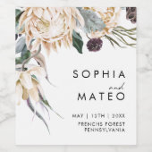 Wijnlabel witte Floral Weddenschap Wijn Etiket (Enkel label)