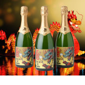 Wijnlabels Jaar van de Draak 2024 Chinees Nieuw Sparkling Wijnetiket