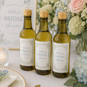 Wijnlabels met vintage botanische bloemen voor bru wijn etiket