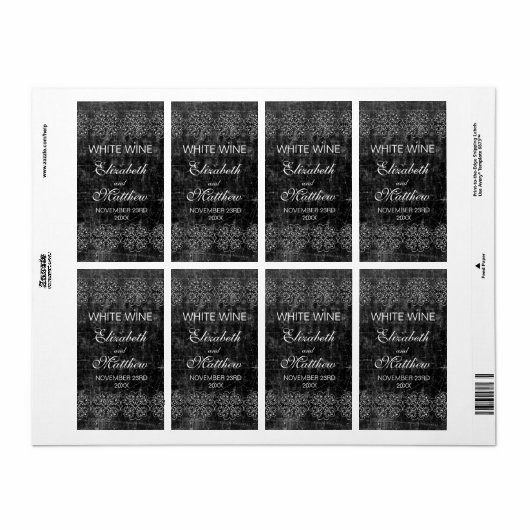 Wijnlabels voor bruiloft etiket (Full Sheet)