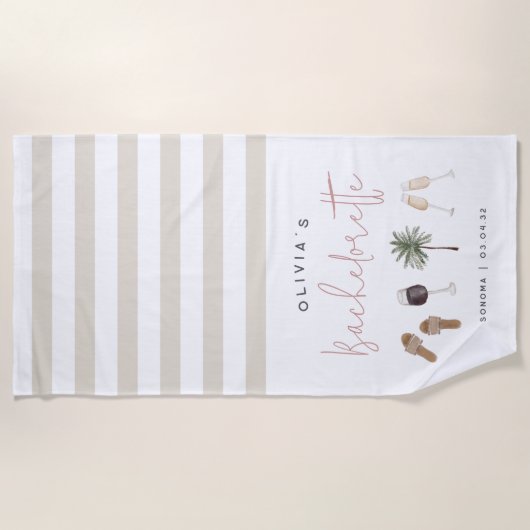 Wijnland Aangepaste Bachelorette-feestje Strandlaken (Voorkant)