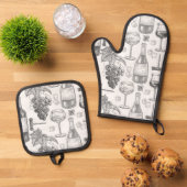 Wijnland B/W Ovenwant & Pannenlap Set (Top down)