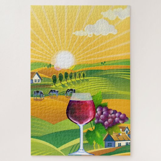 Wijnland-boerderij zomerzomer legpuzzel (Verticaal)
