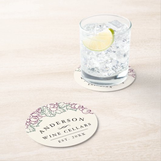 Wijnland | Gepersonaliseerde thuiswijnen Ronde Kartonnen Onderzetter (Insitu)