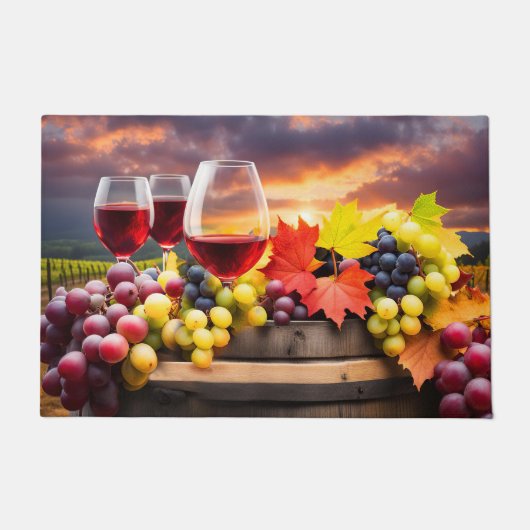 wijnland met wijn en druiven deurmat (Voorkant)