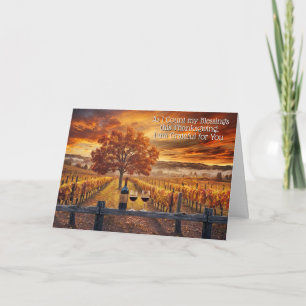 Wijnland Thanksgiving Herfst Kleurrijke Wijngaard Feestdagen Kaart