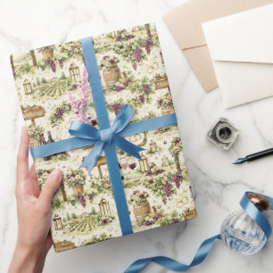 Wijnlandgoed Huwelijk Waterverfpatroon Cadeaupapier