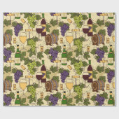 Wijnliefhebber druivenstok met patroon cadeaupapier (Vlak)