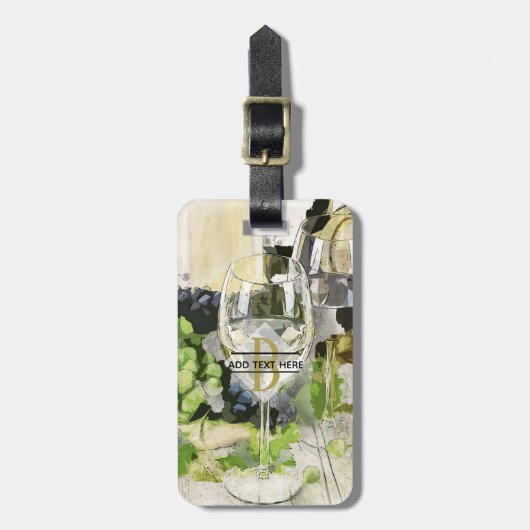 Wijnliefhebbers Cadeau - Stijlvol MONOGRAMM Geïllu Bagagelabel (Voorkant verticaal)