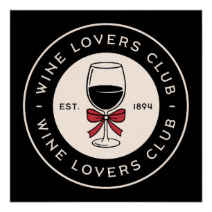 Wijnliefhebbers club retro zwart perfect poster