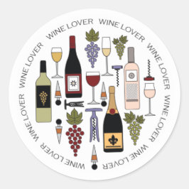 Wijnliefhebbers Flessen, Accessoires & brillen Mot Ronde Sticker