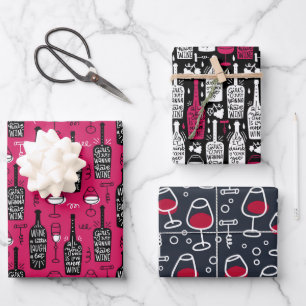 Wijnliefhebbers Inpakpapier Set van 3 Vel