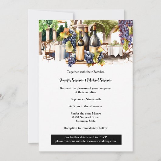 Wijnmakerij al fresco wijngaard waterverf druiven  kaart (Voorkant)