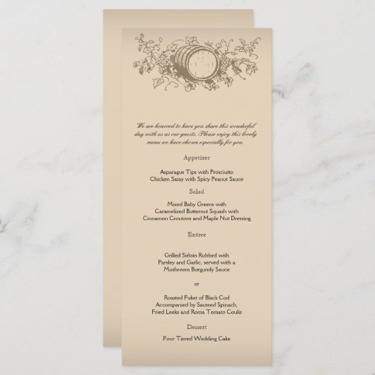 wijnmakerij bruiloft menu (Voorkant / Achterkant)