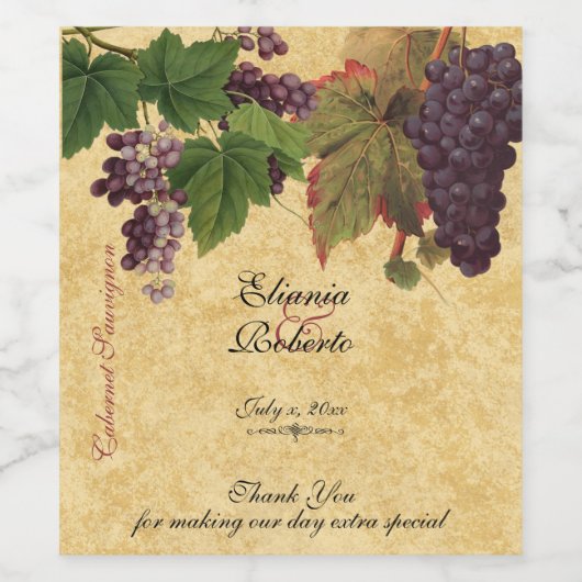 Wijnmakerij bruiloft rustiek wijn etiket (Enkel label)