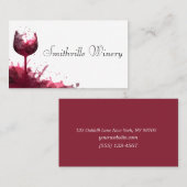 wijnmakerij met spetterend wijnglas visitekaartje (Voorkant / Achterkant)