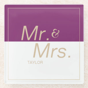 Wijnmakerij paarse minimalistische moderne bruilof glazen onderzetter