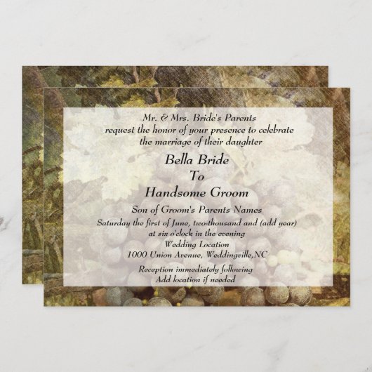 Wijnmakerij Wijngaard bruiloft uitnodiging (Voorkant / Achterkant)