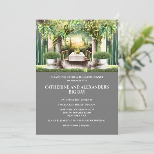 Wijnmakerij zomernacht dineren wijngaard string ve kaart (Staand voorkant)