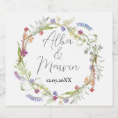 Wijnmerken Wildflower Floral Ditsy Sparkling Wijnetiket (Enkel label)