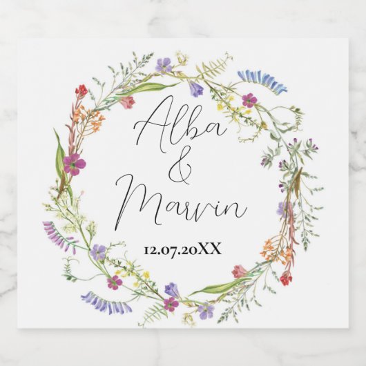 Wijnmerken Wildflower Floral Ditsy Sparkling Wijnetiket (Enkel label)